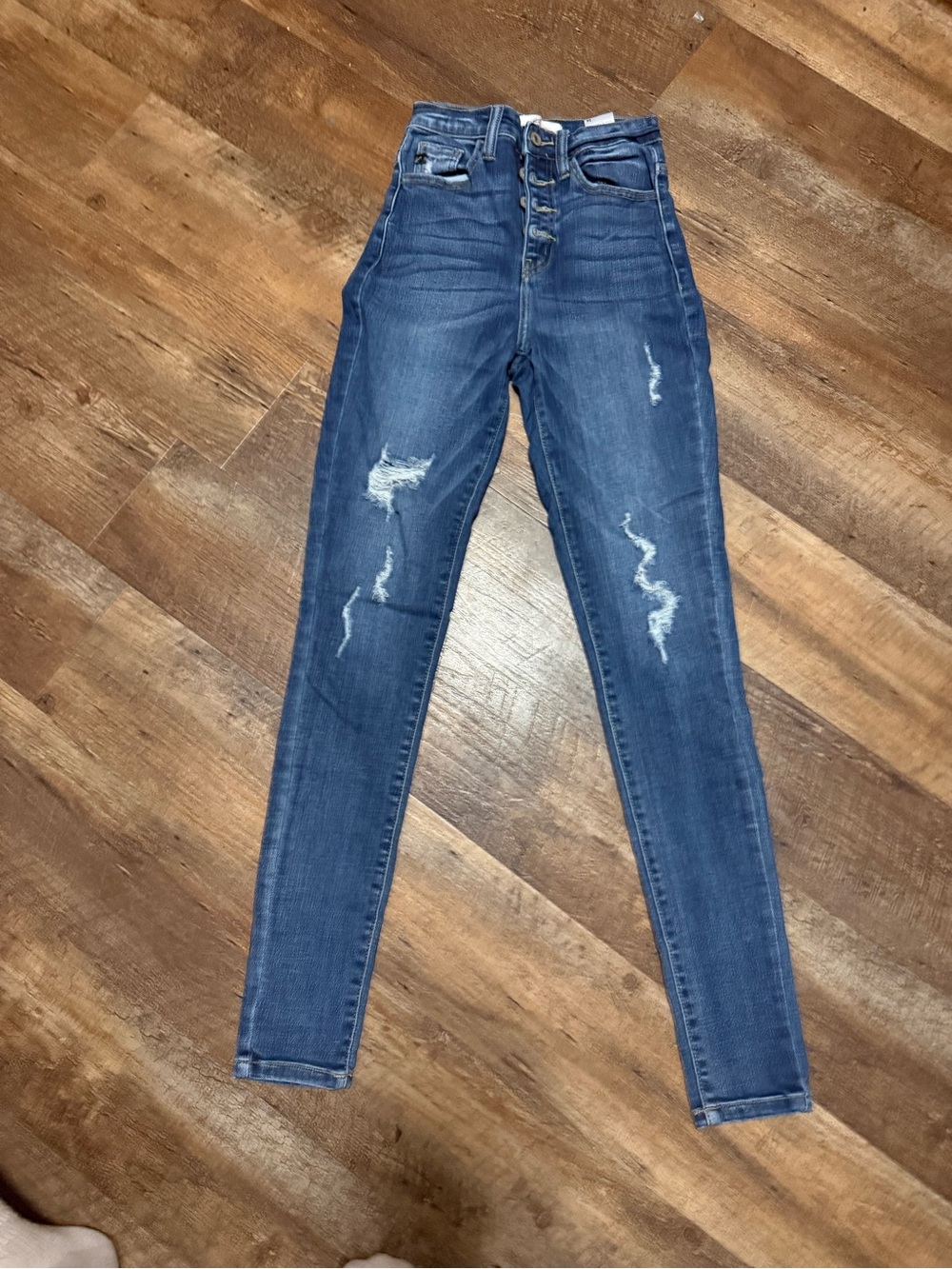 KanCan High-Rise Distressed Skinny Jeans - Blue Wash